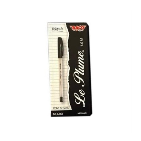 BOLIGRAFO BACO LE PLUME 1.0MM NEGRO CAJA C/12