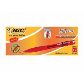 BOLIGRAFO BIC BU3 GRIP RETRACTIL ROJO C/12