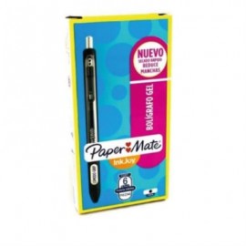 Bolígrafo Gel Papermate Eco Barril Redondo Punto Fino Color Negro C/6 Pzas