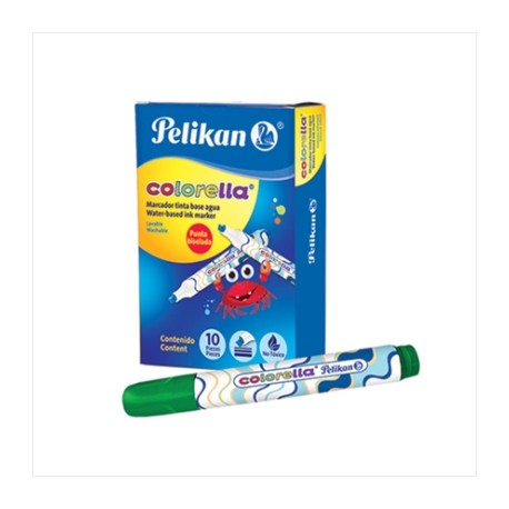 MARCADOR AGUA PELIKAN COLORELLA VERDE C/10