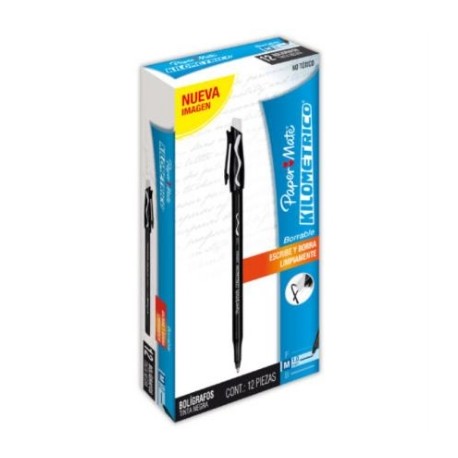 BOLIGRAFO PAPERMATE 82192 ERASER MATE NEGRO C/12