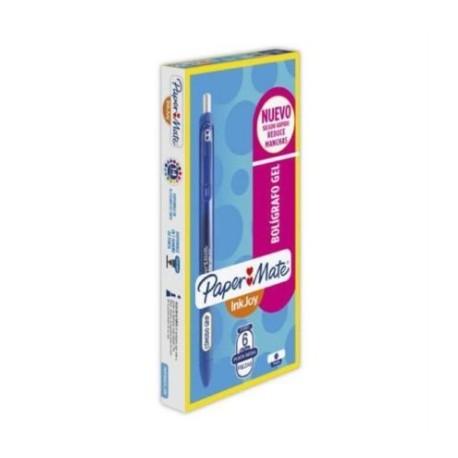 Bolígrafo Papermate Gel Kilometrico Retráctil 0.7mm Color Azul C/6 Pzas