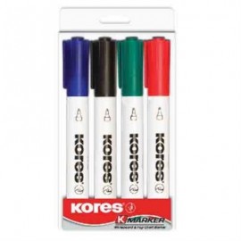 MARCADOR KORES P/PIZARRON BLANCO C/4 COLORES