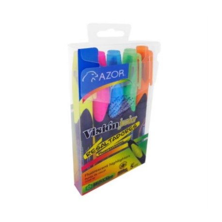 Resaltador Azor Visión Junior Punta Cincel 4mm Colores Surtidos C/5 Pzas