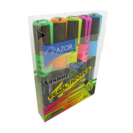 RESALTADOR VISION PLUS ESTUCHE C/5 COLORES