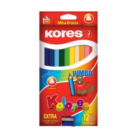 COLORES TRIANGULARES KORES JUMBO 5MM ESTUCHE C/12