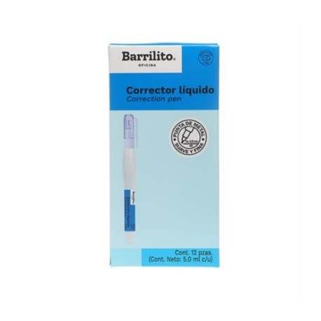 Corrector Líquido Barrilito Bolígrafo 5ml Caja C/12 Pzas