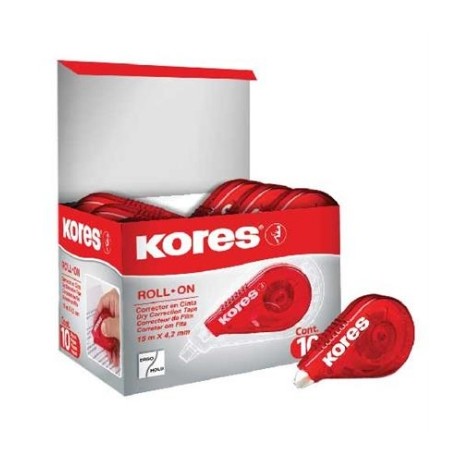 CORRECTOR ROLL ON ROJO KORES 15 X 4.2 MTS CAJA C/10