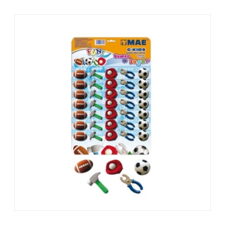 GOMA MAE FIGURAS DEPORTES/HERRAMIENTAS BLISTER 35 PIEZAS