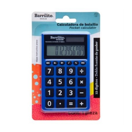 Calculadora Barrilito Bolsillo 12 Digitos Doble Fuente Poder