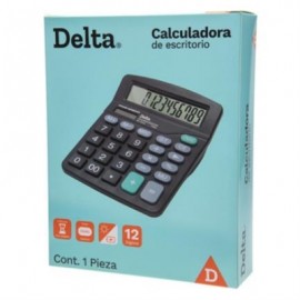 Calculadora Barrilito Delta Escritorio 12 Dígitos 13.2x11 cm Batería de Botón