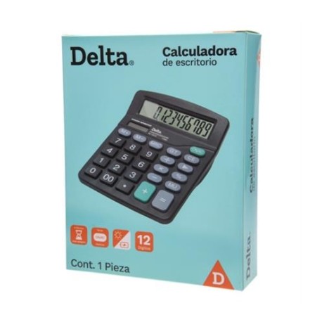 Calculadora Barrilito Delta Escritorio 12 Dígitos 13.2x11 cm Batería de Botón