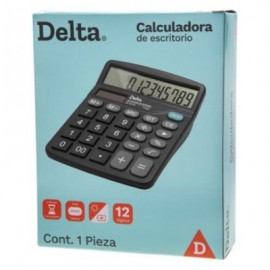 Calculadora Barrilito Delta Escritorio 12 Dígitos 17x14 cm Batería AA