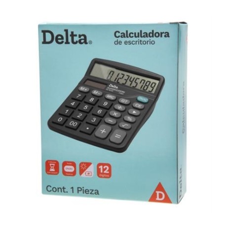 Calculadora Barrilito Delta Escritorio 12 Dígitos 17x14 cm Batería AA