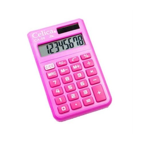 CALCULADORA CELICA DE BOLSILLO 8 DIGITOS ROSA