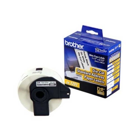 Etiquetas Brother 400 Pre Cortadas Texto Negro sobre Cinta Blanca 29mmx90.3mm P/Equipos QL