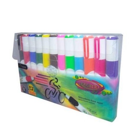 MARCADOR AQUARELO GRIP CARTERA C/12 COL. SURT.