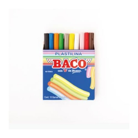 PLASTILINA FLUORECENTE BACO CAJA C/10 BARRITAS