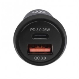 Mini Cargador USB Manhattan Auto PD 2 Puertos USB-C/USB-A 25W Color Negro