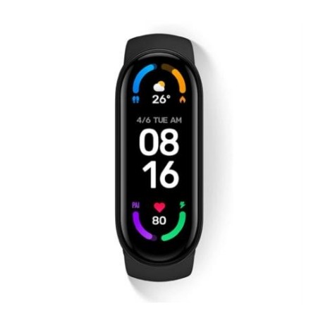 Band Xiaomi Mi Smart 6 Pantalla 1.56" AMOLED Cristal Templado Resistente al Agua Color Negro,Cable Huawei AP55S 2 en 1 Micro US