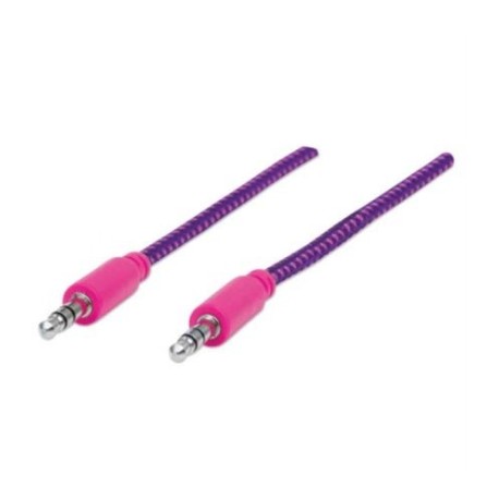 Cable Manhattan Audio Estéreo con Recubrimiento Textil 3.5mm 1.8m Color Rosa-Morado