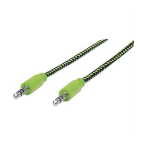 Cable Manhattan Audio Estéreo con Recubrimiento Textil 3.5mm 1m Color Negro-Verde