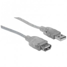 Cable Manhattan Extensión USB-A 2.0 Alta Velocidad 3m Color Plata