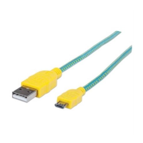 Cable Manhattan Micro-B USB Alta Velocidad 1m Color Turquesa-Amarillo