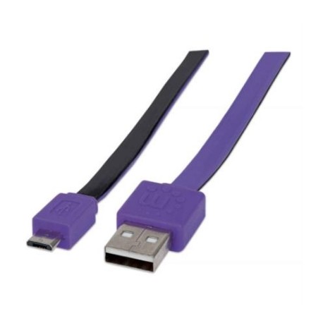 Cable Manhattan Plano Alta Velocidad Micro-B USB 1m Color Negro-Morado