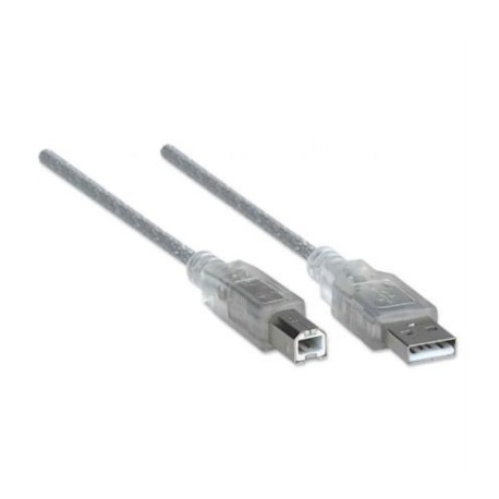 Cable Manhattan USB A-B 2.0 Alta Velocidad 4.5m Color Plata