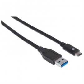 Cable Manhattan USB A-C 3.2 Súper Velocidad 50cm Color Negro