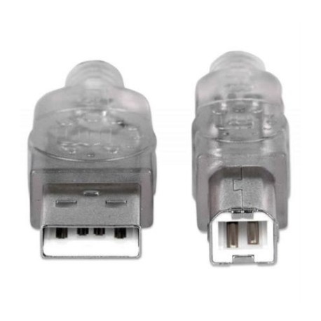 Cable Manhattan USB B Alta Velocidad 2.0 A-B 3m Color Plata