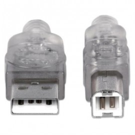 Cable Manhattan USB B Alta Velocidad 2.0 A-B1.8m Color Plata