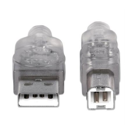 Cable Manhattan USB B Alta Velocidad 2.0 A-B1.8m Color Plata