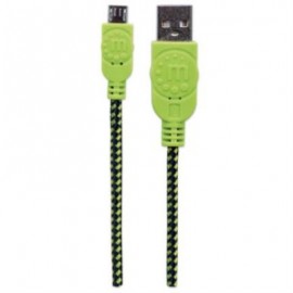 Cable Manhattan USB Micro-B Alta Velocidad con Recubrimiento Textil 1.8m Color Verde-Negro