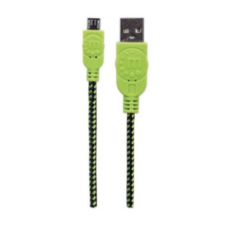 Cable Manhattan USB Micro-B Alta Velocidad con Recubrimiento Textil 1.8m Color Verde-Negro