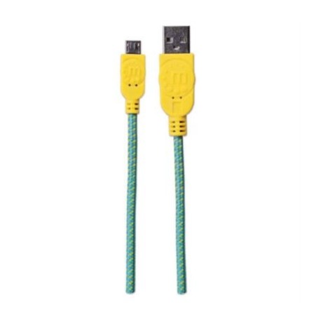 Cable Manhattan USB Micro-B Alta Velocidad con Recubrimiento Textil 1m Color Turquesa-Amarillo