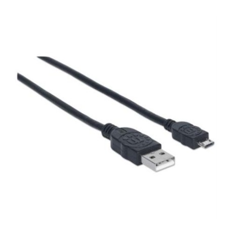 Cable Manhattan USB-A Micro USB-B 2.0 Alta Velocidad 0.5m Color Negro