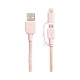 CABLE MICRO USB CON NECTOR LIGHTHING 100cm ROSA