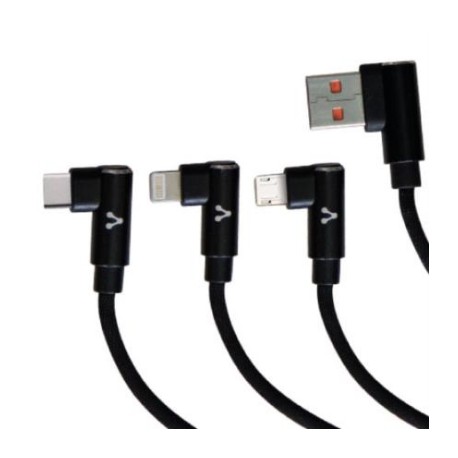 Cable Vorago CAB-308 3 en 1 Micro USB/8 Pines/USB-C 2.4A Color Negro