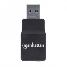 Adaptador Manhattan Sonido Estéreo USB Alta Velocidad a Puertos 3.5mm Color Negro