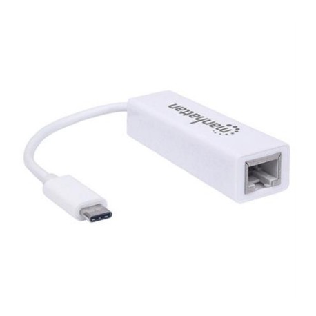 Adaptador Manhattan USB C 3.1 a Red Gigabit 10/100/1000 Mbps Color Blanco